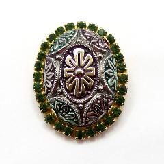 Green Cabochons Molded/Cut Pin Pendant