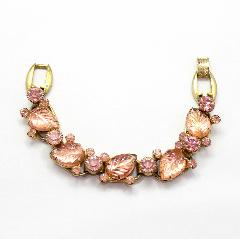 Pink Leaf Molded/Cut Bracelet 5 Link