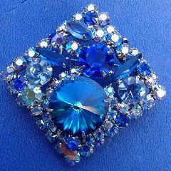 Blue Navettes Rivoli/Margarita Brooch