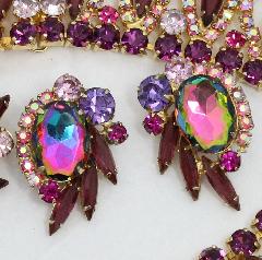 Purple (cardinal) Oval Multi-Color/Shaded Earrings Clip