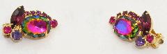 Purple (cardinal) Oval Multi-Color/Shaded Earrings Clip