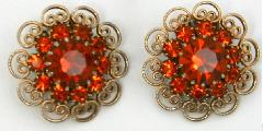 Orange Chatons Only Earrings Clip