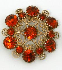 Orange Chatons Only Brooch