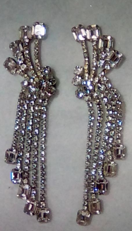 Front view of Clear Emerald Cut Earrings Clip