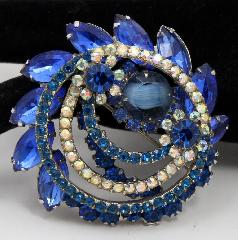 Blue Navettes Givre Brooch
