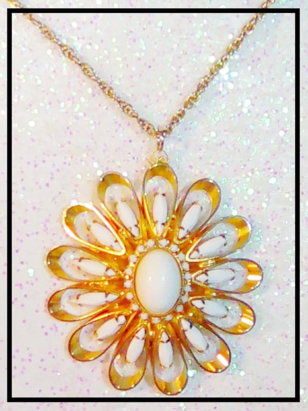 Front view of White (chalk Or Milk) Cabochons Pendant