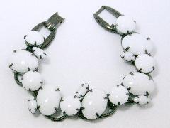White (chalk Or Milk) Cabochons Bracelet 5 Link