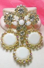 White (chalk Or Milk) Framed Disks Pin Pendant
