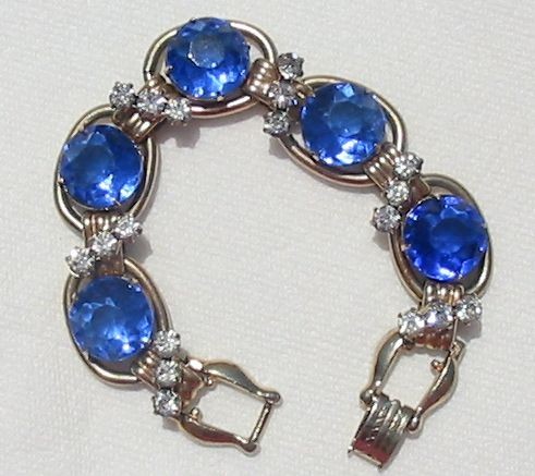 Front view of Blue Chatons Only Bracelet 5 Link