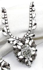 White (chalk Or Milk) Cabochons Painted (hand/Transfer) Necklace