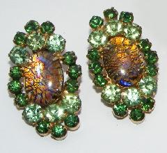 Green Cabochons Multi-Color/Shaded Earrings Clip