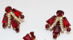 Red Keystones Earrings Clip