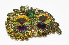 Green Navettes Rivoli/Margarita Brooch