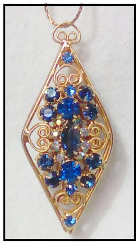 Front view of Blue Navettes Pendant