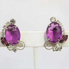 Purple (cardinal) Oval Earrings Clip
