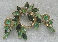 Green Navettes Brooch