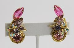 Pink Navettes Earrings Clip