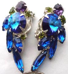Multiple Colors Navettes Rivoli/Margarita Earrings Clip
