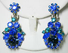 Blue Navettes Earrings Clip
