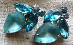 Blue Pear Frosted Earrings Clip