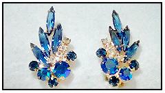 Blue Navettes Earrings Clip