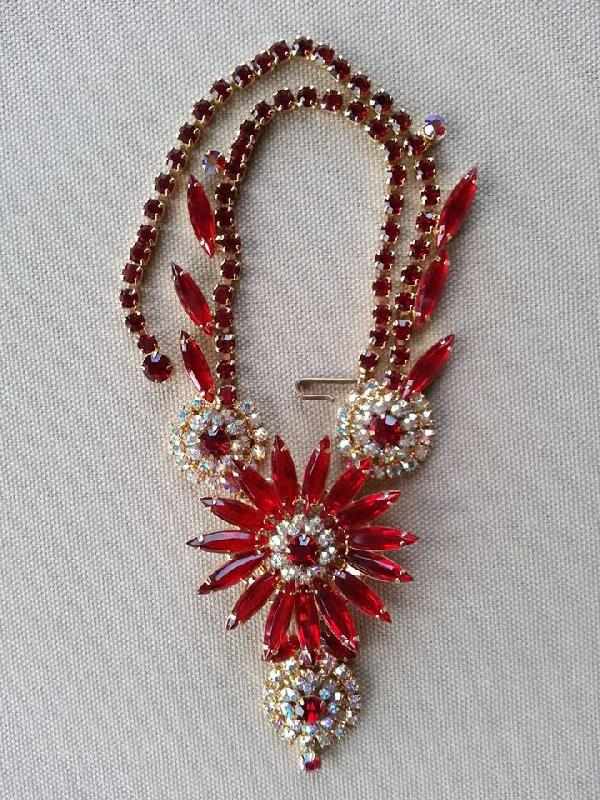 Front view of Red Navettes Necklace