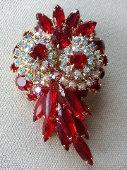 Red Navettes Brooch