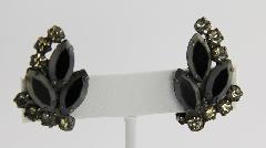 Black (jet) Navettes Earrings Clip