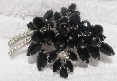 Black (jet) Navettes Brooch