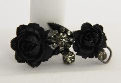 Black (jet) Navettes Molded/Cut Brooch
