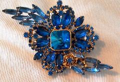 Blue Square Rivoli/Margarita Brooch