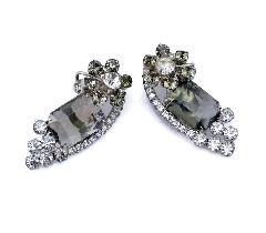 Gray (black Diamond) Emerald Cut Earrings Clip