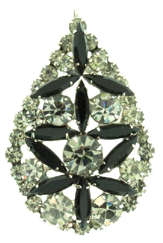 Front view of Black (jet) Navettes Pin Pendant