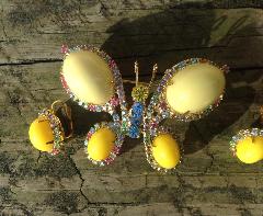 Yellow Cabochons Plastic Brooch