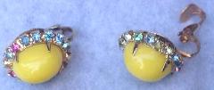 Yellow Cabochons Plastic Earrings Clip