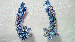 Blue Baguettes Earrings Clip