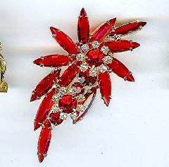 Red Navettes Brooch