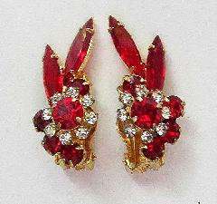 Red Navettes Earrings Clip
