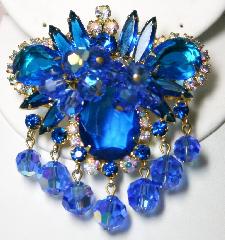 Blue Pear Pin Pendant