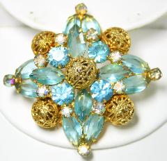 Blue Navettes Brooch