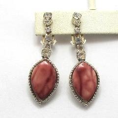 Pink Oval Plastic Earrings Clip