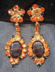 Fall Oval Striped Earrings Clip