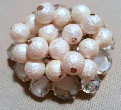 White (chalk Or Milk) Cabochons Givre Brooch