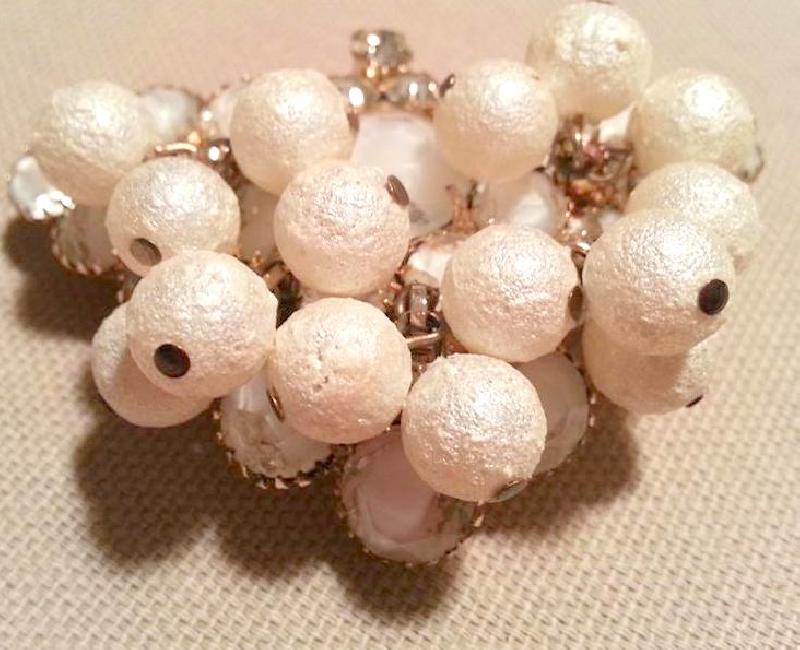 Front view of White (chalk Or Milk) Cabochons Givre Brooch
