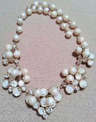 White (chalk Or Milk) Cabochons Givre Necklace
