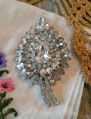 Clear Navettes Brooch