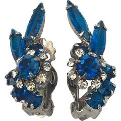 Blue Navettes Earrings Clip