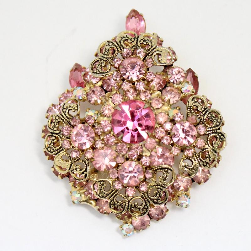 Front view of Pink Navettes Pin Pendant