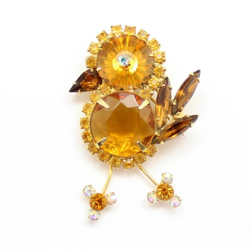 Front view of Topaz Pear Rivoli/Margarita Brooch