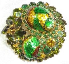 Green Cabochons Multi-Color/Shaded Brooch